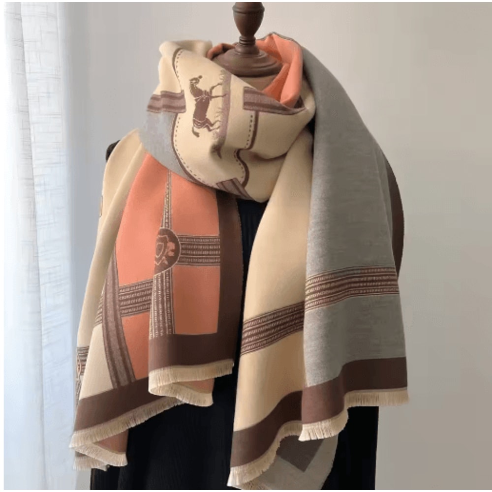 Luxury Winter Cashmere Scarf For Women Thick Warm Pashmina Shawl Wrap With Tassels 2