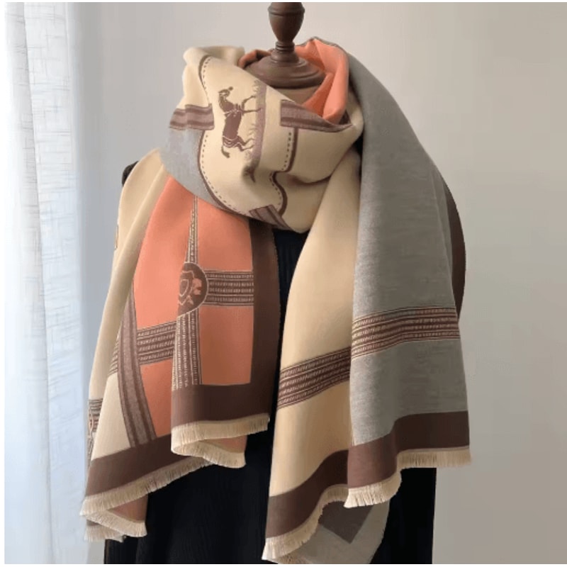 Luxury Winter Cashmere Scarf For Women Thick Warm Pashmina Shawl Wrap With Tassels 2