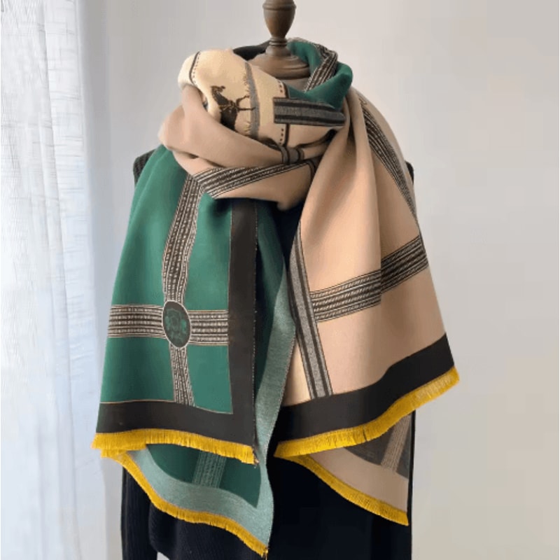 Luxury Winter Cashmere Scarf For Women Thick Warm Pashmina Shawl Wrap With Tassels 3