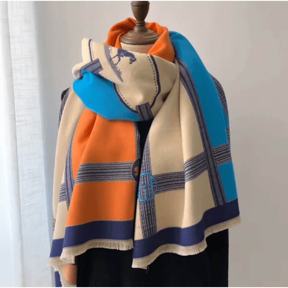 Luxury Winter Cashmere Scarf For Women Thick Warm Pashmina Shawl Wrap With Tassels 4