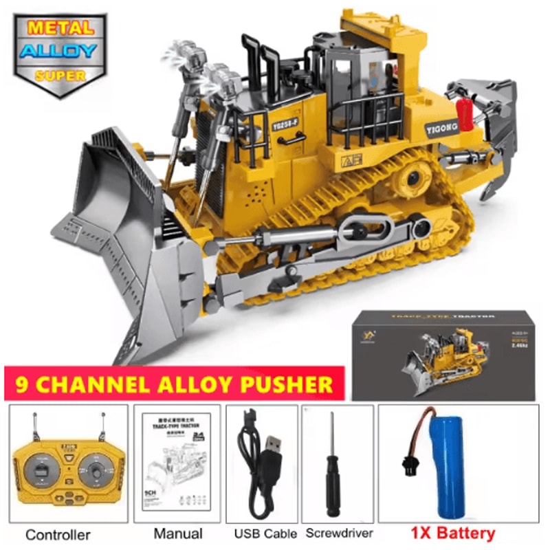 4WD RC Construction Vehicle Toy Remote Control Excavator Dump Truck Bulldozer Set 4