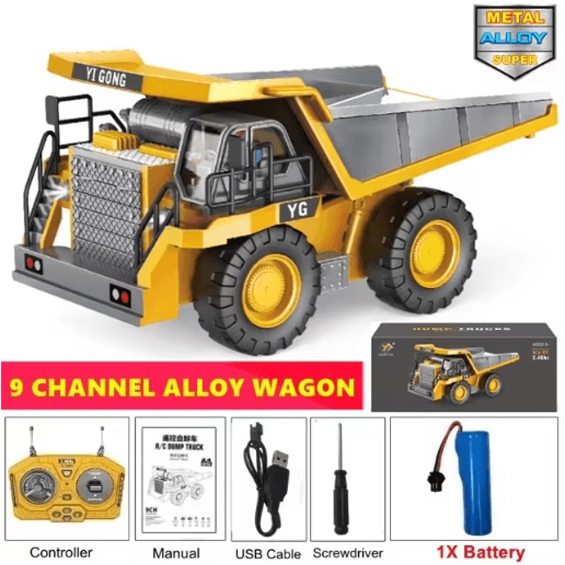 4WD RC Construction Vehicle Toy Remote Control Excavator Dump Truck Bulldozer Set 5
