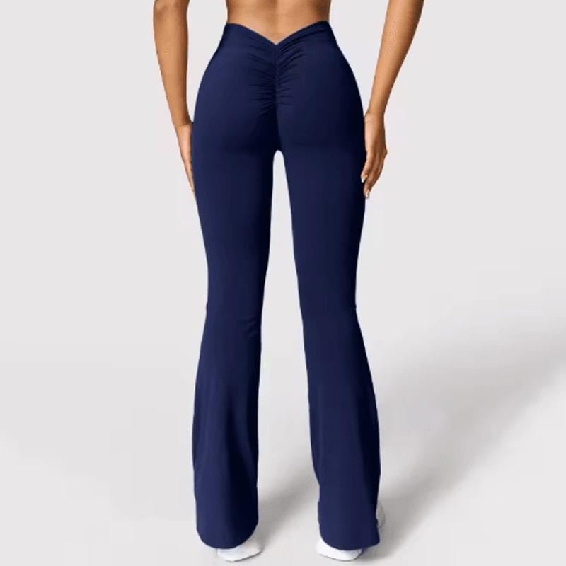 Womens V Back High Waist Push Up Leggings Slim Fit Gym Casual Sports Pants 2