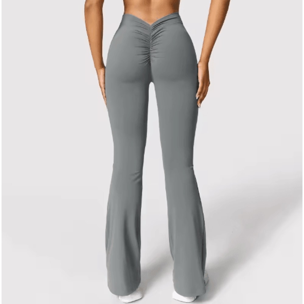 Womens V Back High Waist Push Up Leggings Slim Fit Gym Casual Sports Pants 3