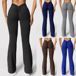 womens v back high waist push up leggings slim fit gym casual sports pants