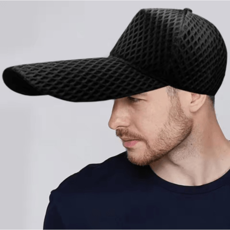 Mens Plus Size Mesh Baseball Cap Oversize Trucker Sun Hat With Long Peak 6