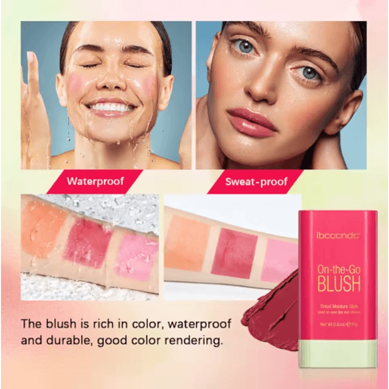 Cream Blush Stick Waterproof Easy Blend Rouge For Bright Natural Glow 5