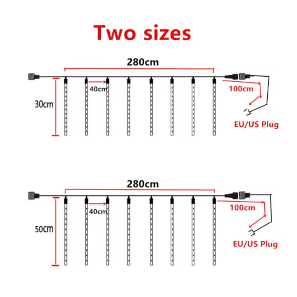 LED Meteor Shower Rain Lights Waterproof Falling Raindrop Fairy String Lights 30CM 5