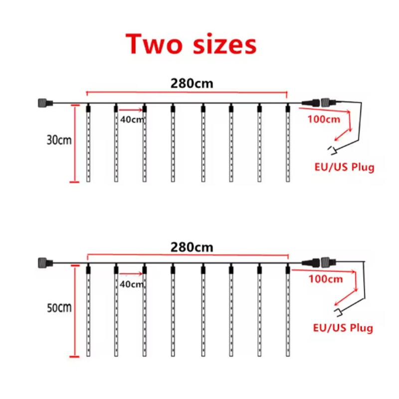 LED Meteor Shower Rain Lights Waterproof Falling Raindrop Fairy String Lights 30CM 5