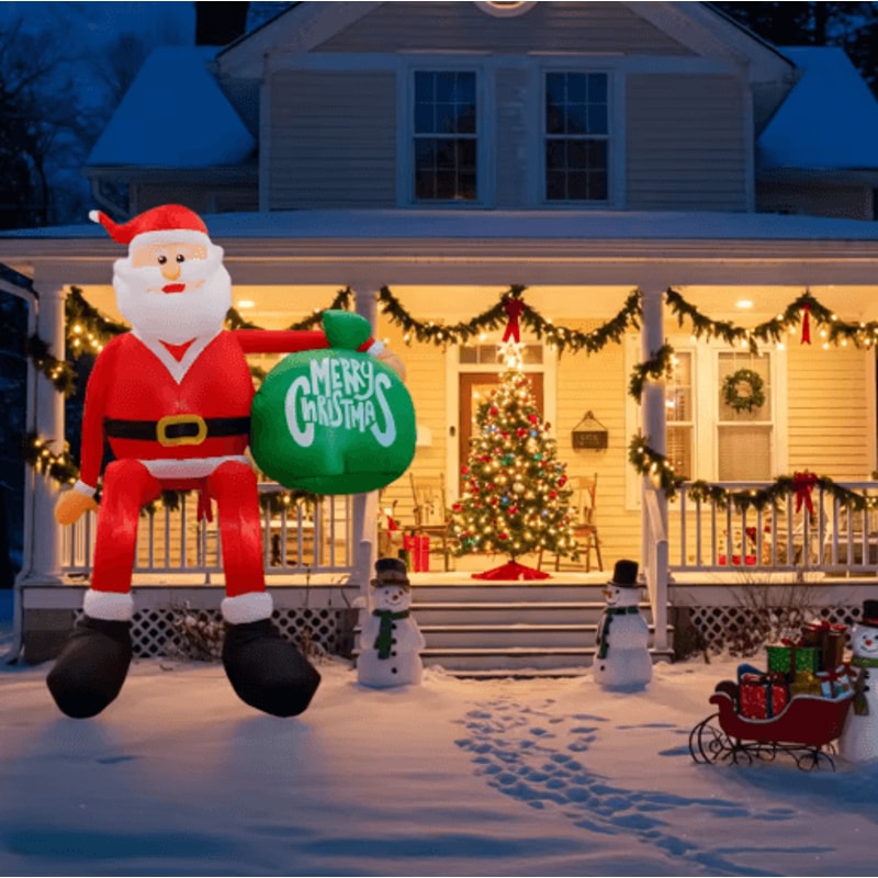 OurWarm 8FT Christmas Inflatable Santa Climbing Outdoor Yard Decoration 1