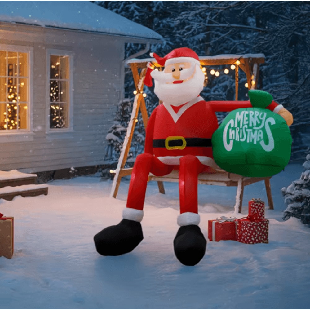 OurWarm 8FT Christmas Inflatable Santa Climbing Outdoor Yard Decoration 2