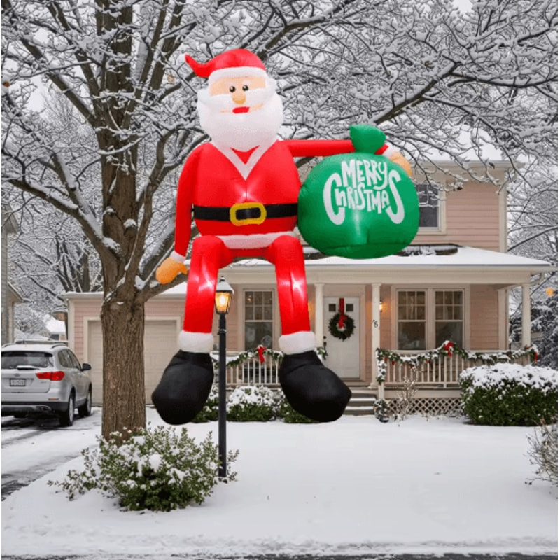 OurWarm 8FT Christmas Inflatable Santa Climbing Outdoor Yard Decoration 5
