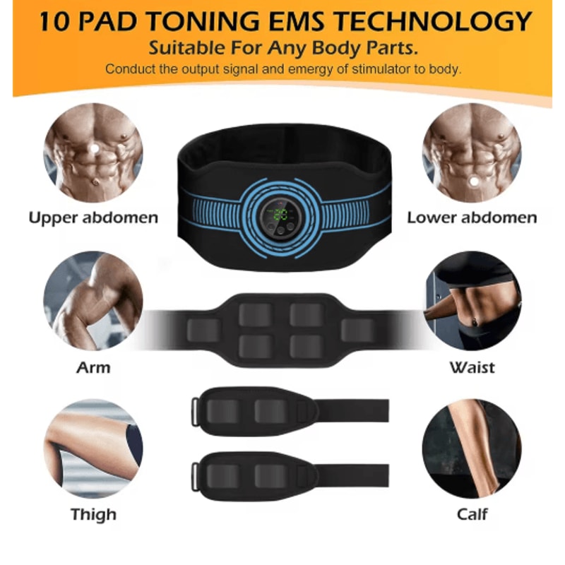 EMS Abdominal Fitness Belt Intelligent Muscle Massage Trainer With USB Charging 6