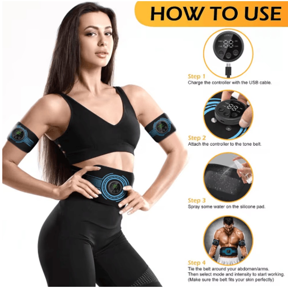 EMS Abdominal Fitness Belt Intelligent Muscle Massage Trainer With USB Charging 8