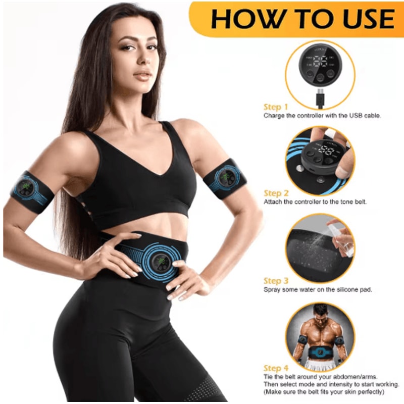 EMS Abdominal Fitness Belt Intelligent Muscle Massage Trainer With USB Charging 8