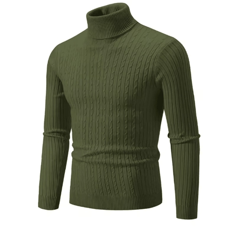 Mens High Neck Knitted Sweater Warm Solid Color Winter Turtleneck Pullover 1
