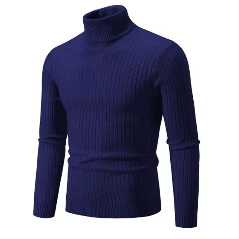 Mens High Neck Knitted Sweater Warm Solid Color Winter Turtleneck Pullover 2