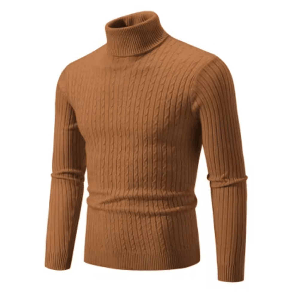 Mens High Neck Knitted Sweater Warm Solid Color Winter Turtleneck Pullover 3