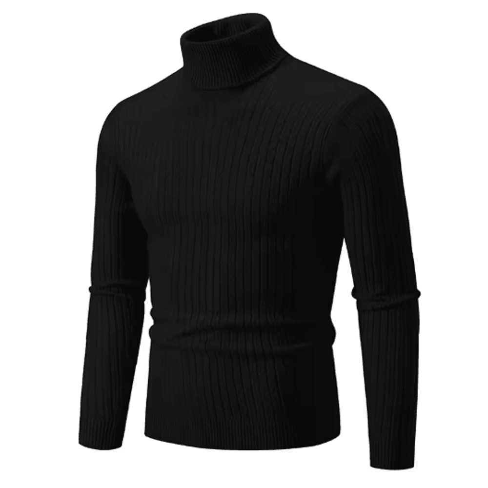 Mens High Neck Knitted Sweater Warm Solid Color Winter Turtleneck Pullover 4
