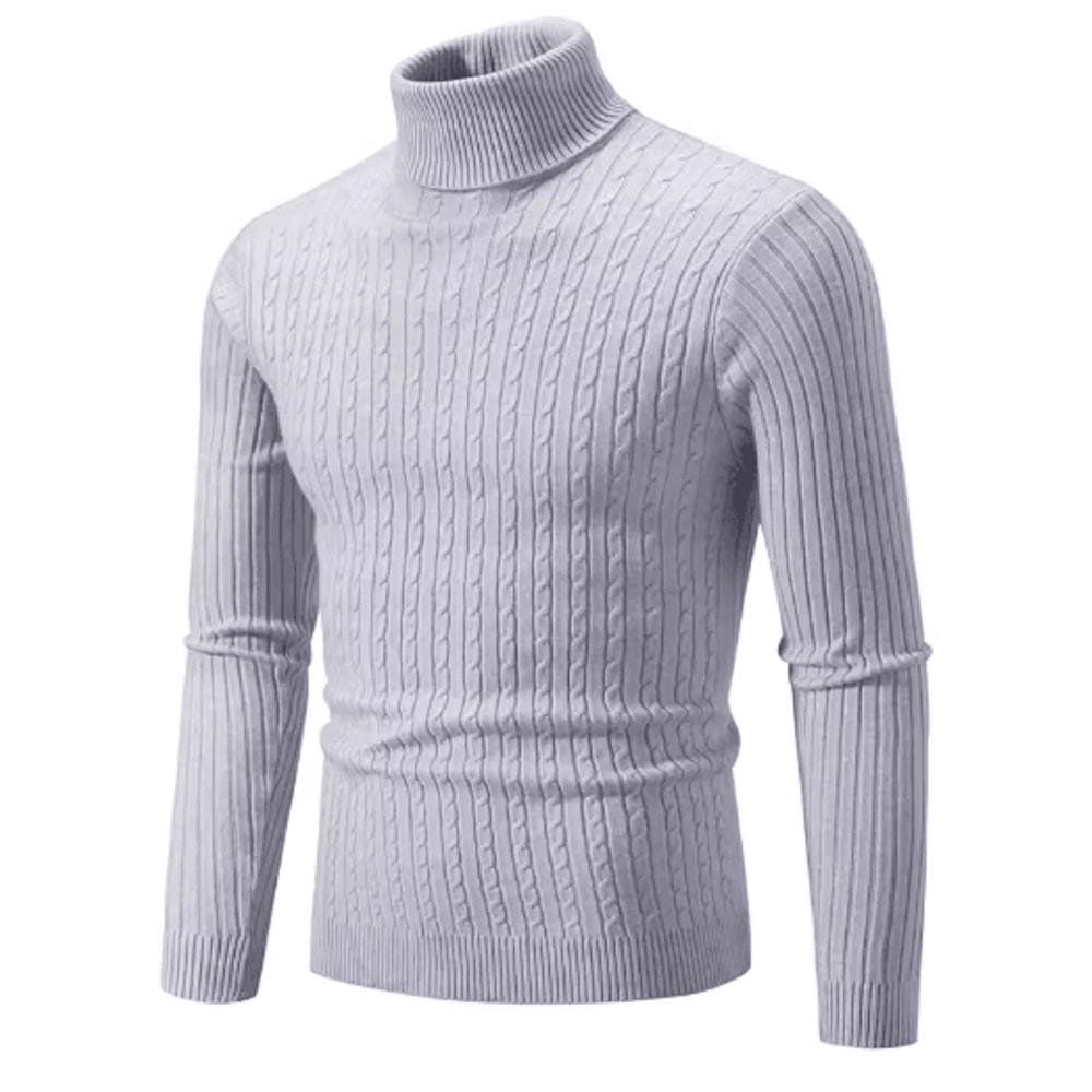 Mens High Neck Knitted Sweater Warm Solid Color Winter Turtleneck Pullover 5