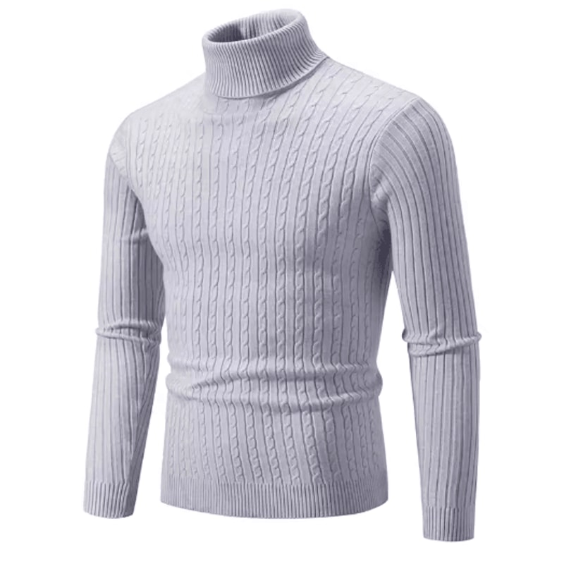 Mens High Neck Knitted Sweater Warm Solid Color Winter Turtleneck Pullover 5