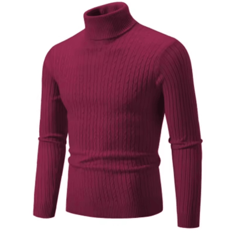 Mens High Neck Knitted Sweater Warm Solid Color Winter Turtleneck Pullover 6
