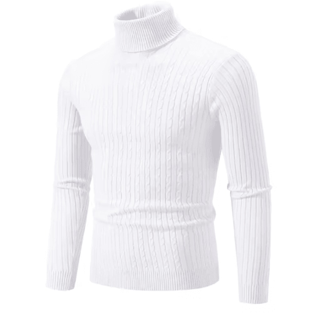 Mens High Neck Knitted Sweater Warm Solid Color Winter Turtleneck Pullover 7