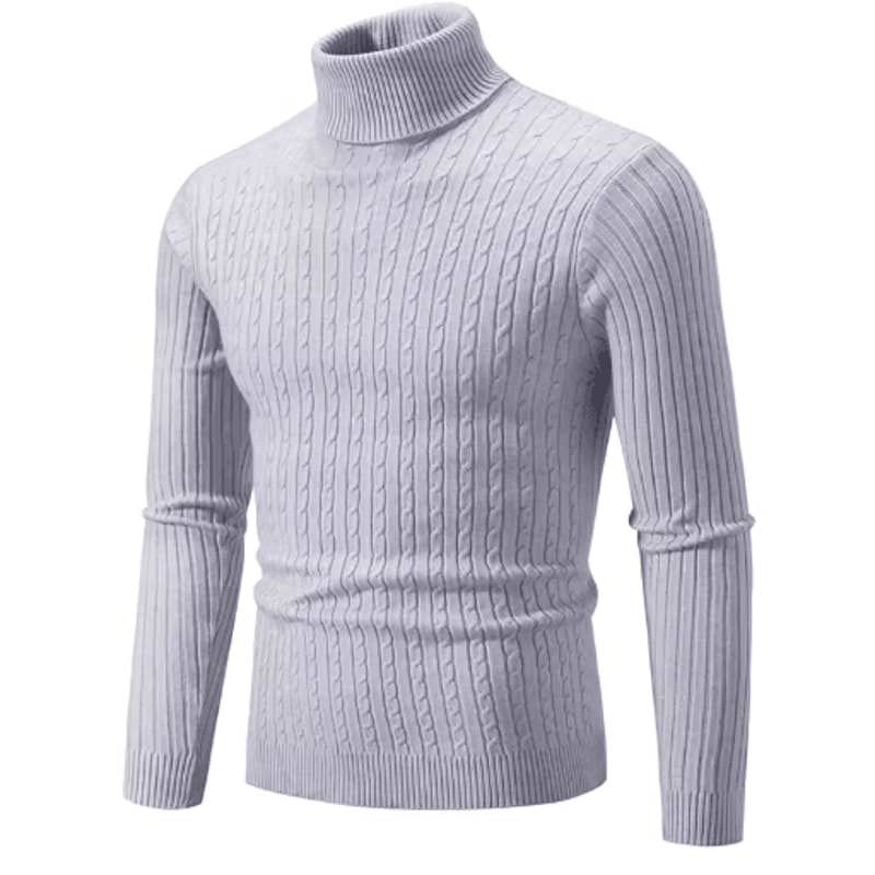 Mens High Neck Knitted Sweater Warm Solid Color Winter Turtleneck Pullover 8