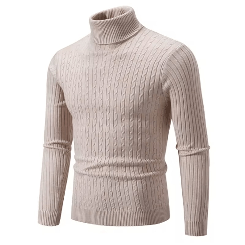 Mens High Neck Knitted Sweater Warm Solid Color Winter Turtleneck Pullover 9