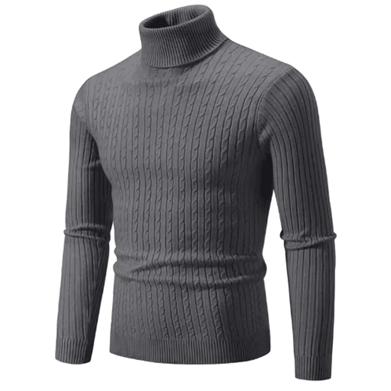 Mens High Neck Knitted Sweater Warm Solid Color Winter Turtleneck Pullover 10