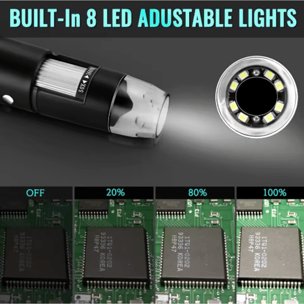 Hayve 1600X USB Digital Microscope 1080P HD Soldering Microscope With 8 LED Lights 4