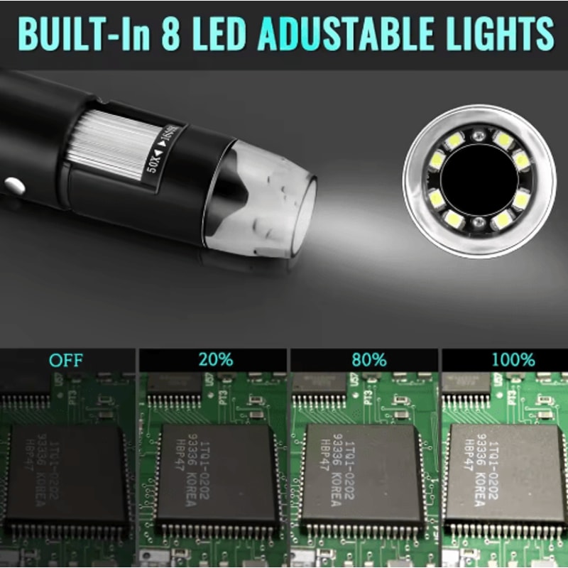 Hayve 1600X USB Digital Microscope 1080P HD Soldering Microscope With 8 LED Lights 4