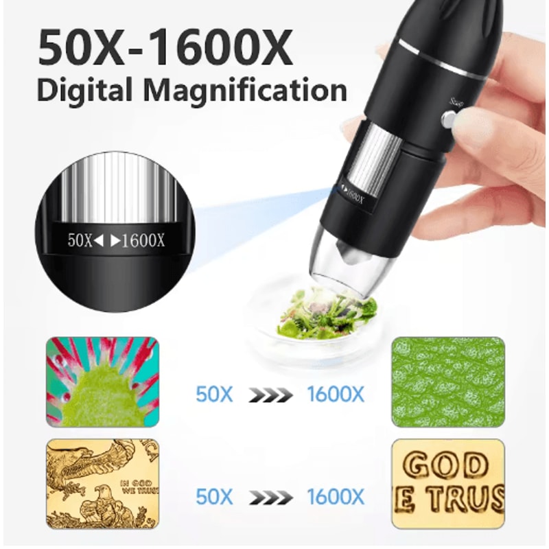 Hayve 1600X USB Digital Microscope 1080P HD Soldering Microscope With 8 LED Lights 6