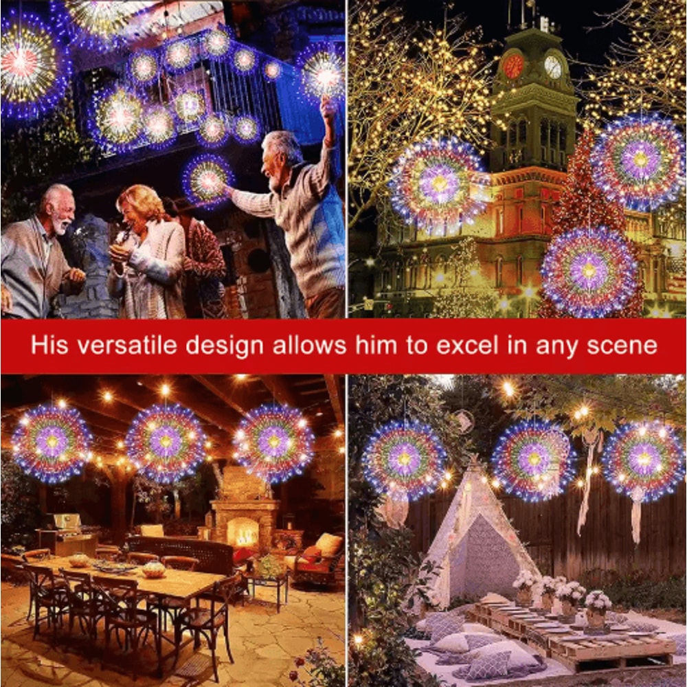 Solar Firework Lights Outdoor 90 150 200 LED Copper Wire Fairy Lights With 8 Modes 2