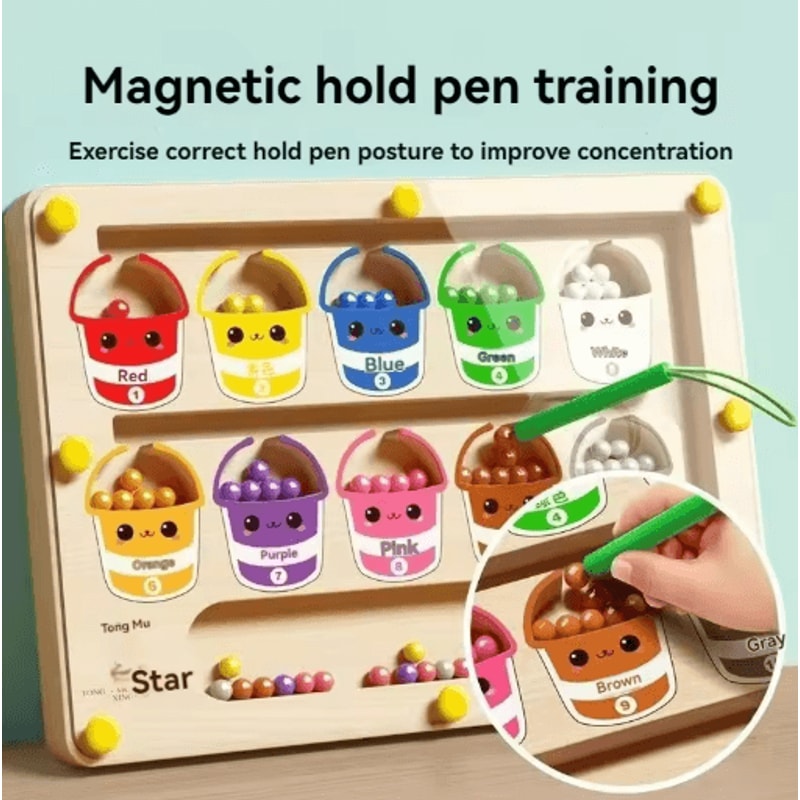 Childrens Magnetic Maze Puzzle Toy Walking Ball Concentration Logic Training Board 1