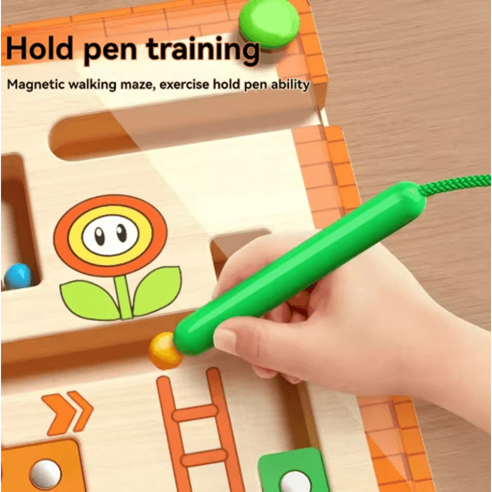 Childrens Magnetic Maze Puzzle Toy Walking Ball Concentration Logic Training Board 4