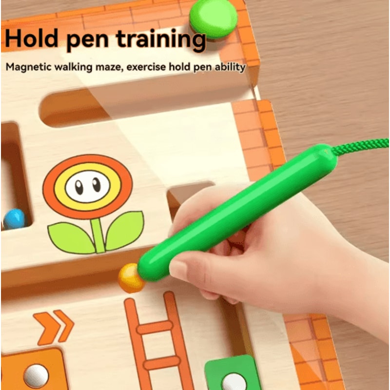 Childrens Magnetic Maze Puzzle Toy Walking Ball Concentration Logic Training Board 4