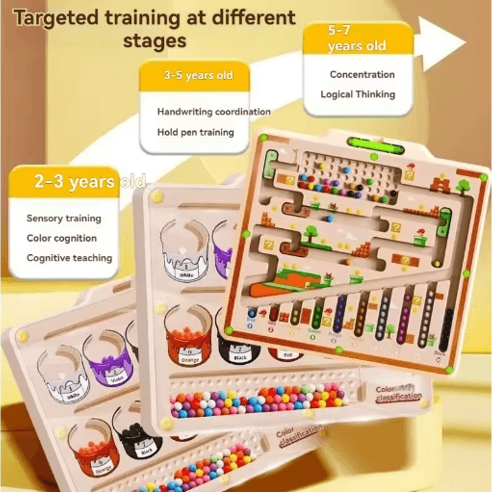 Childrens Magnetic Maze Puzzle Toy Walking Ball Concentration Logic Training Board 6