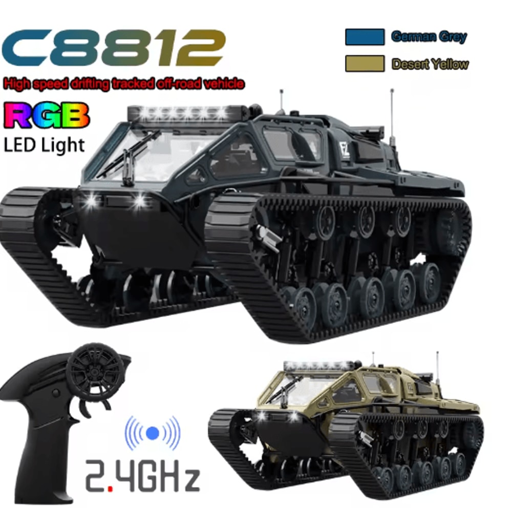 JJRC C8812 RC Tracked Tank LED Light Simulation Remote Control Off Road Vehicle 0