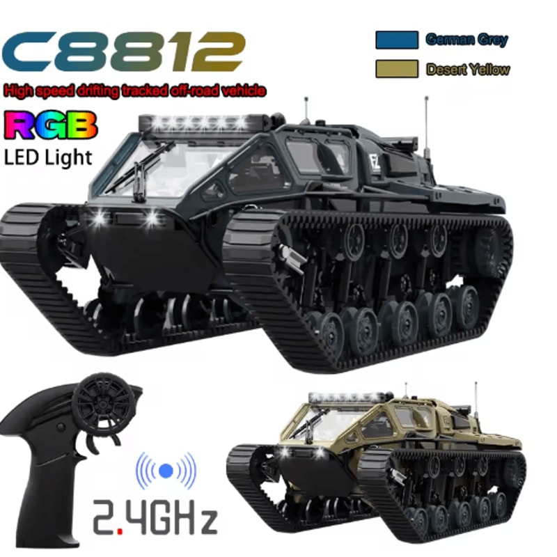 JJRC C8812 RC Tracked Tank LED Light Simulation Remote Control Off Road Vehicle 0