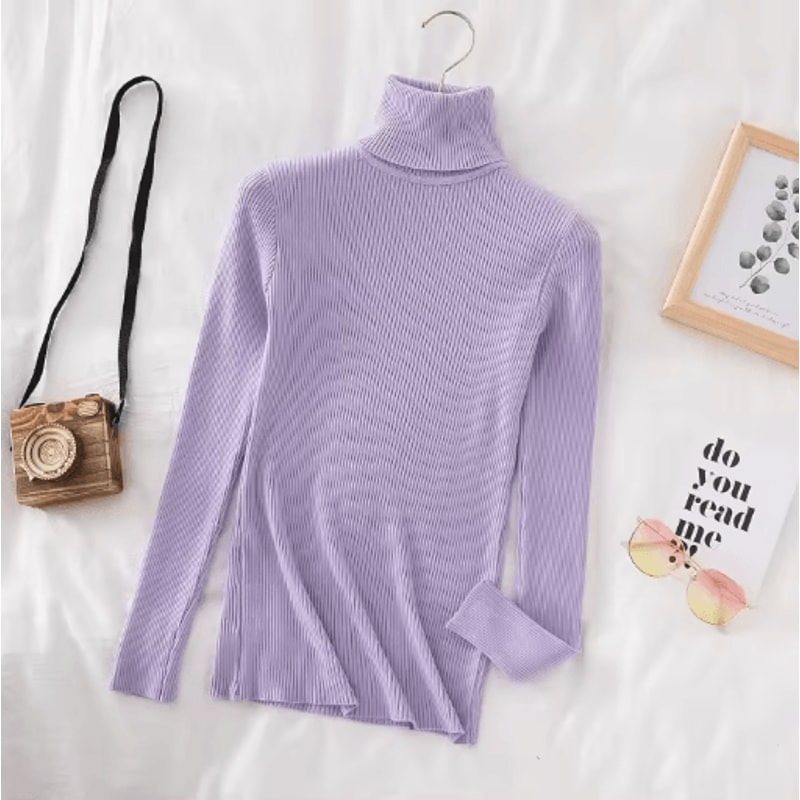 Womens Turtleneck Knit Sweater Soft Cashmere Feel Pullover For Autumn Winter 7