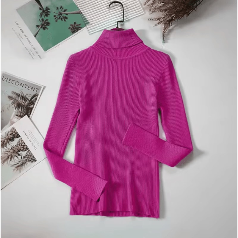 Womens Turtleneck Knit Sweater Soft Cashmere Feel Pullover For Autumn Winter 13