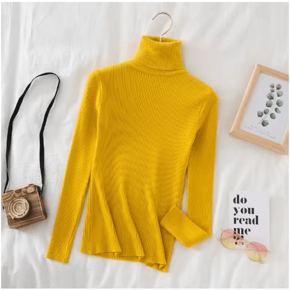 Womens Turtleneck Knit Sweater Soft Cashmere Feel Pullover For Autumn Winter 17