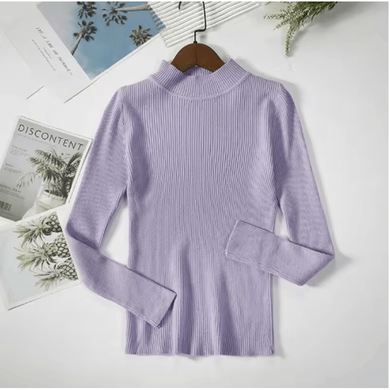 Womens Turtleneck Knit Sweater Soft Cashmere Feel Pullover For Autumn Winter 20