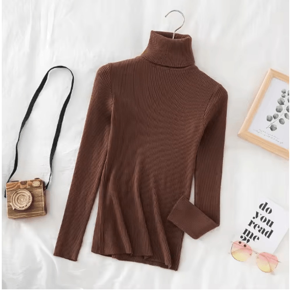 Womens Turtleneck Knit Sweater Soft Cashmere Feel Pullover For Autumn Winter 28
