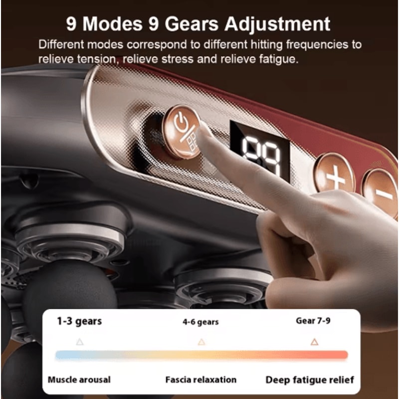 Professional Fascia Massage Gun High Frequency Muscle Massager With 6 Interchangeable Heads 2