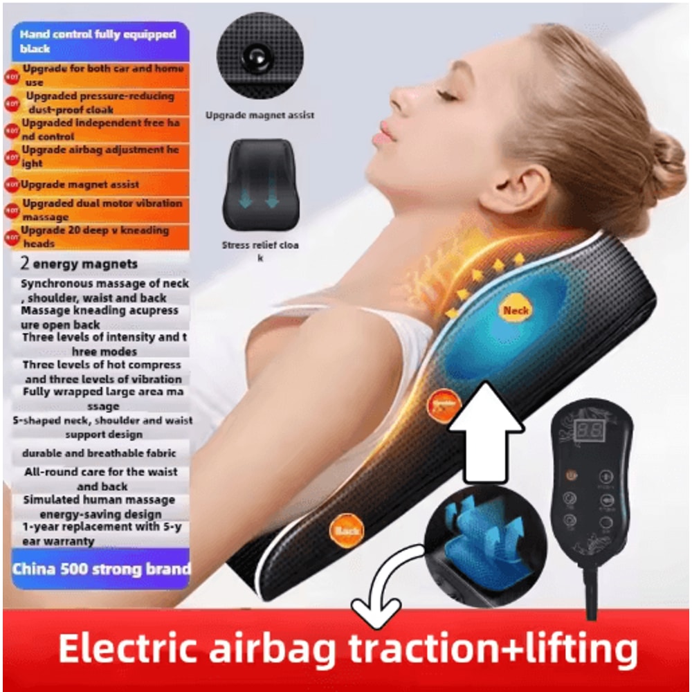 Electric Shiatsu Neck Back Massager Pillow Cervical Traction With Heat Vibration 1