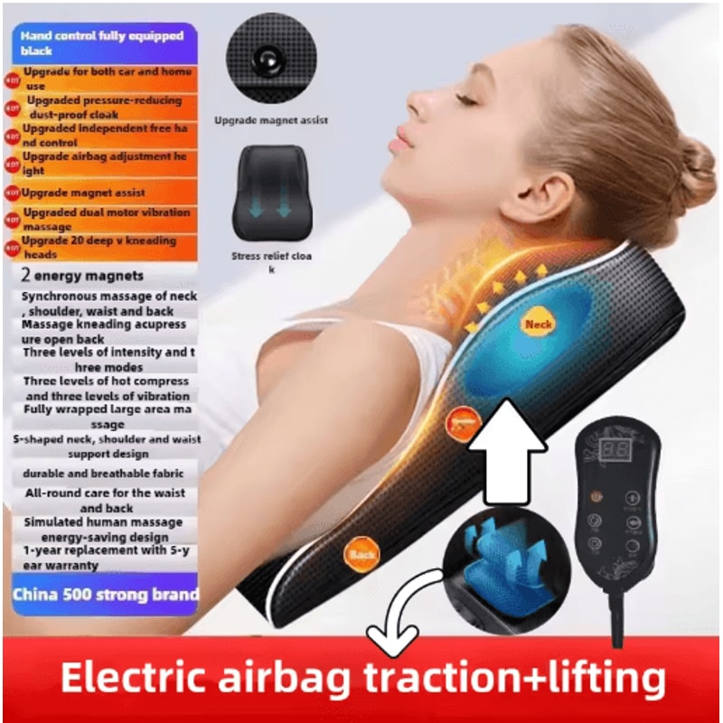 Electric Shiatsu Neck Back Massager Pillow Cervical Traction With Heat Vibration 1