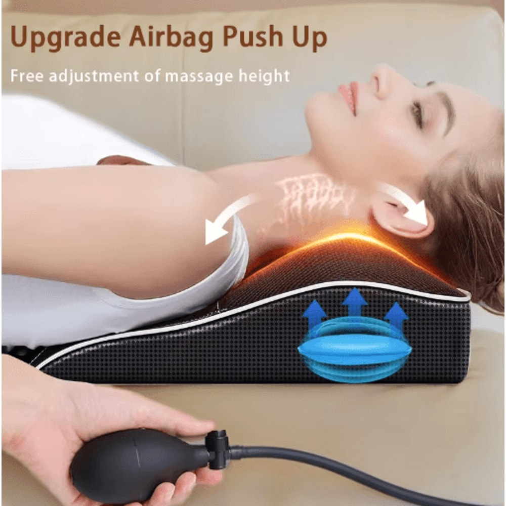 Electric Shiatsu Neck Back Massager Pillow Cervical Traction With Heat Vibration 0