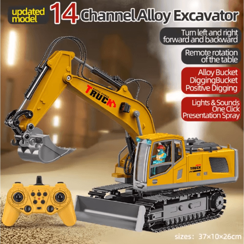 Alloy RC Excavator Toy Car Electric Engineering Vehicle With Lights Sound 1